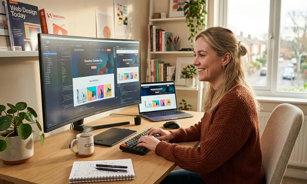 Web designer working on a small business website
