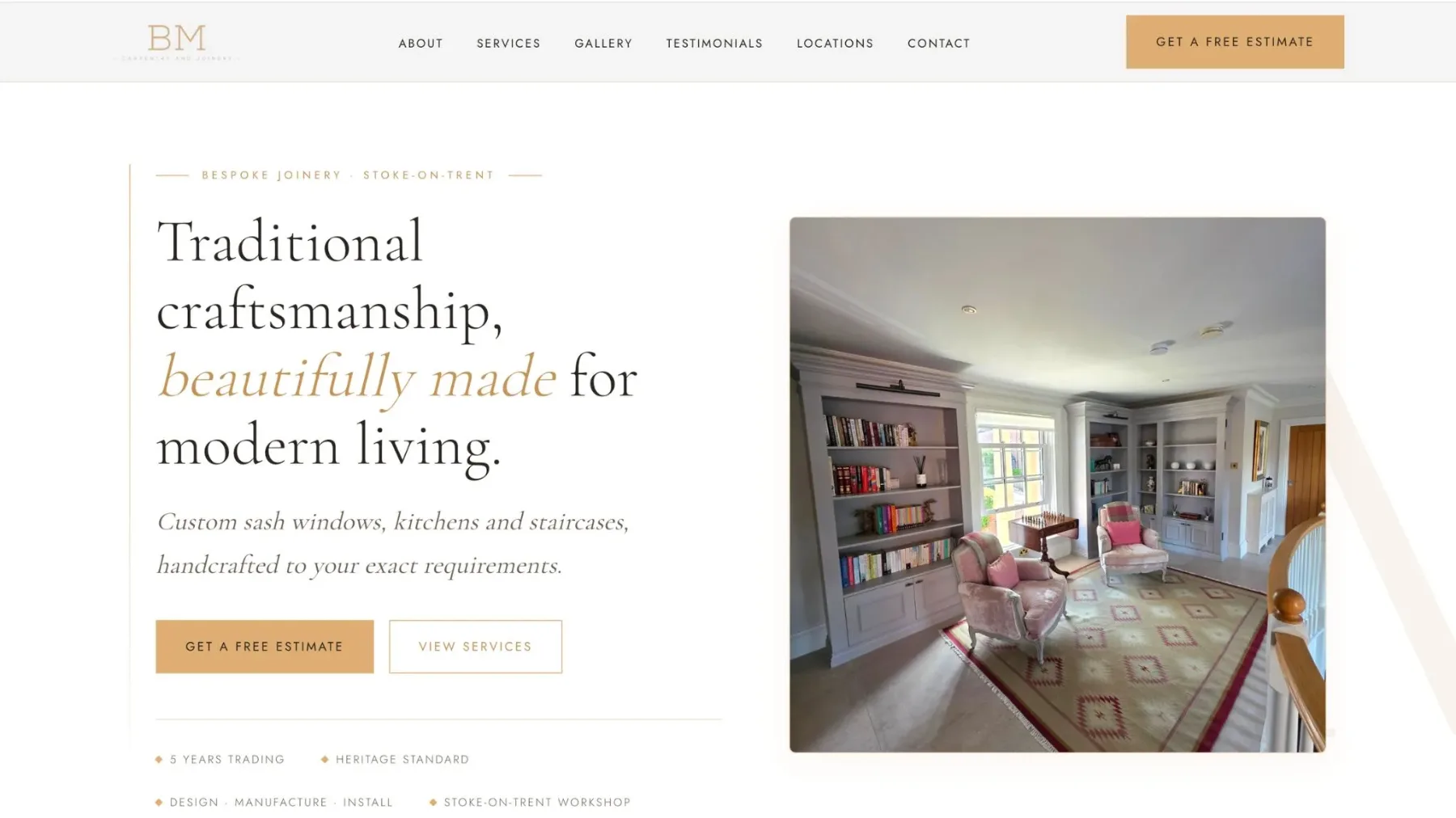 BM Bespoke Joinery website